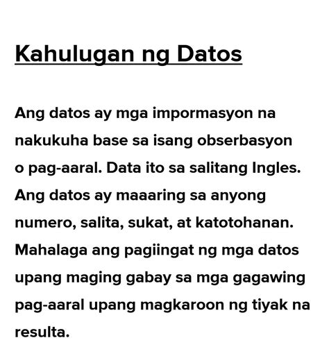 ano ang datos